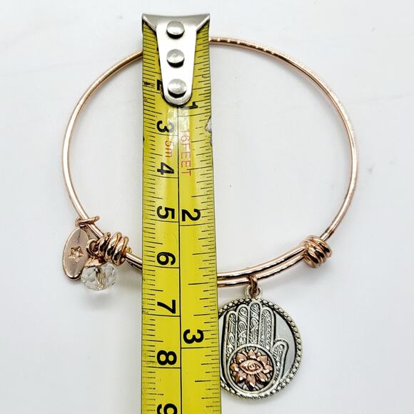 Unwritten GOOD VIBES Rose Gold Silver Plated Crystals Adjustable Charm Bracelet - Picture 6 of 8